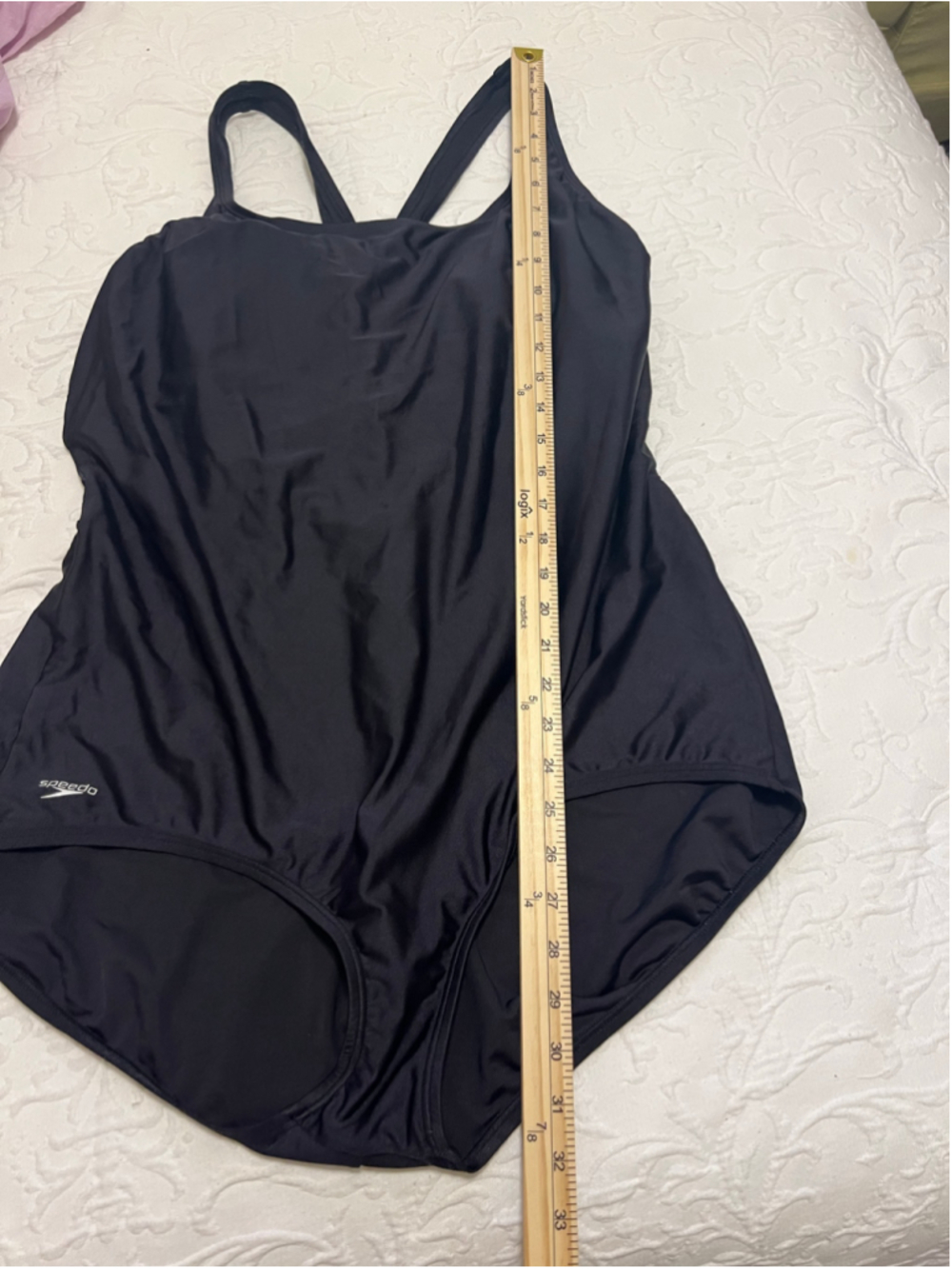 Women's Speedo One Piece Crossback Princess Sean Swimsuit Black Size 24 - Picture 7 of 8